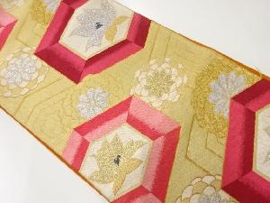 アンティーク　亀甲に花模様織出し袋帯（材料）